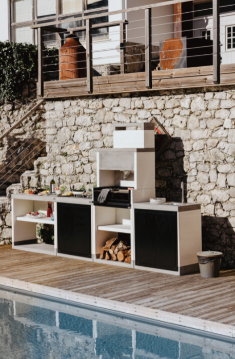 Gratar pentru gradina, Barbecue Venit Flex Plus, din beton, 78 × 47 × 185 cm [6]