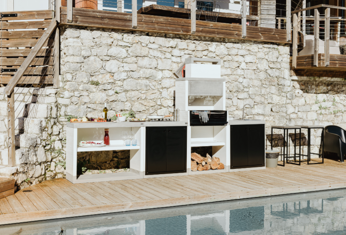 Gratar pentru gradina, Barbecue Venit Flex Plus, din beton, 78 × 47 × 185 cm [3]