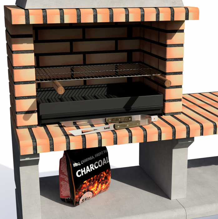 Gratar pentru gradina sines XL cu masa de lucru din beton si caramida, 144 × 58 × 200 cm [2]