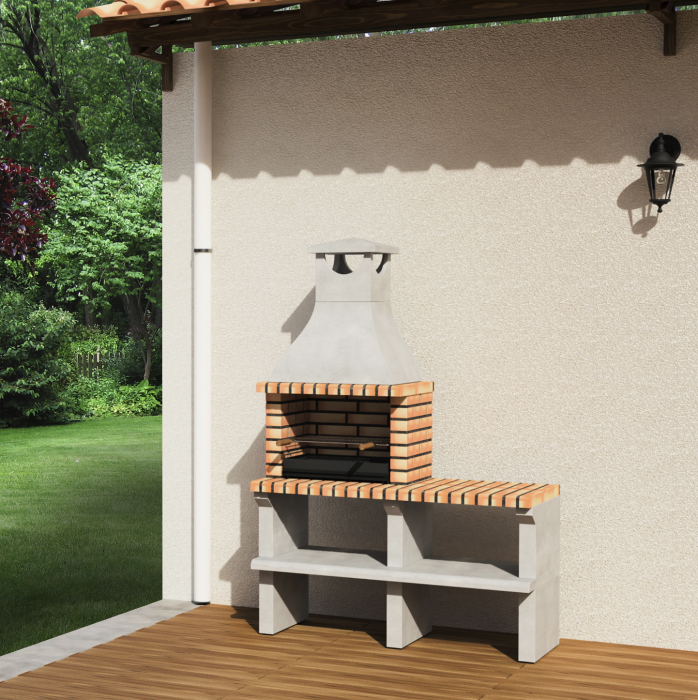 Gratar pentru gradina sines XL cu masa de lucru din beton si caramida, 144 × 58 × 200 cm [3]