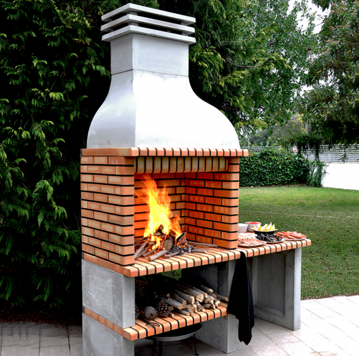 Gratar pentru gradina sines XL cu banc de lucru din beton si caramida, 178 × 70 × 255 cm [5]