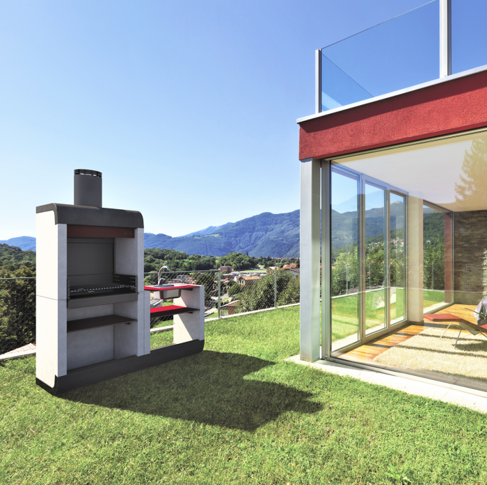 Gratar pentru gradina, SUD PLUS din beton, 81 × 60 × 220 cm [4]