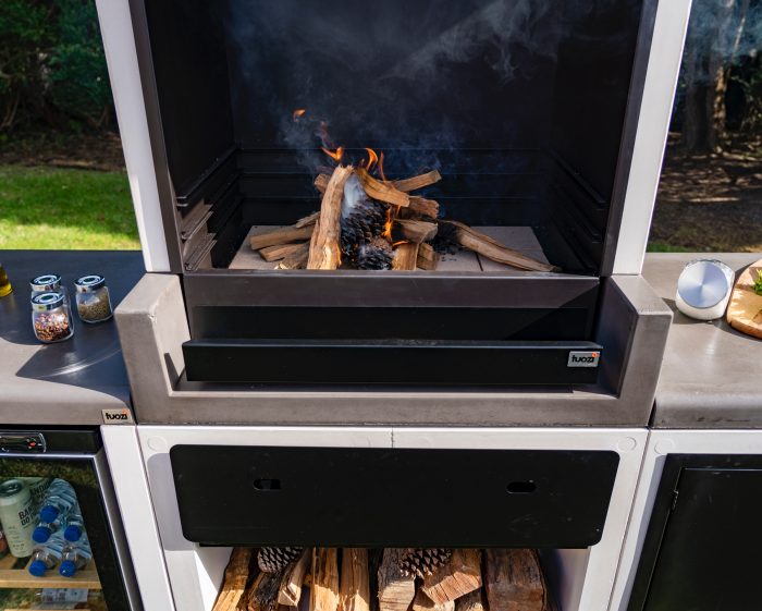 Gratar pentru gradina Tuozi Barbecue Kitaway Otte din beton si otel, 84 × 63 × 206 cm [3]