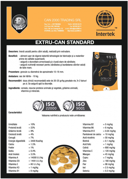 Hrana uscata pentru caini adult de talie marei, Extru CAN Standard, 10 Kg [3]