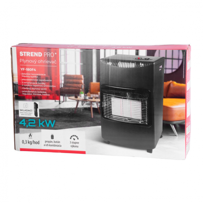 Incalzitor cu gaz, pliabil Strend Pro Premium, 3 trepte de incalzire 1500/2750/4200W, piezo, detector concentratie oxigen [8]