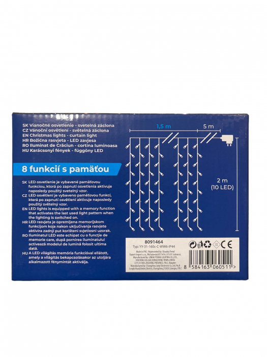 Instalatie luminoasa tip cortina, MagicHome, 160 leduri, lumina calda, 230V, 50 Hz, 8 functii, 1.5x2 m [3]