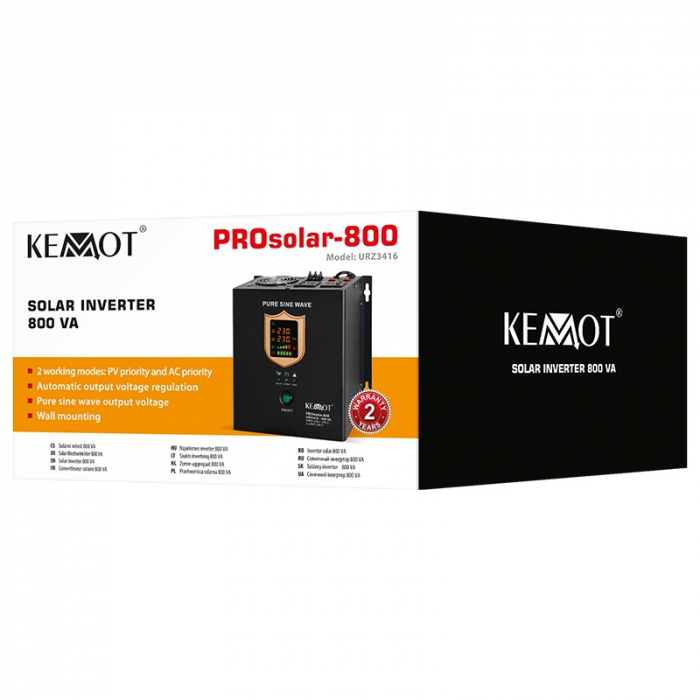 Invertor Solar, pentru panouri fotovoltaice / solare, 500W, 12V, unda pura sinusoidala, Negru [4]