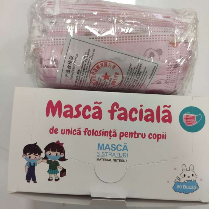 MASCA FACIALA PENTRU COPII, FLIPPY, 3 STRATURI SI 3 PLIURI, ROZ - 50 BUCATI [3]