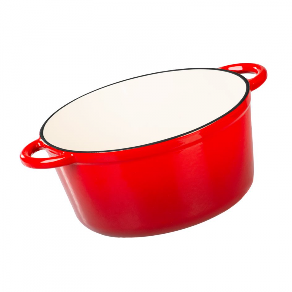 Oala din fonta MagicHome, emailata, rosie, cu capac, 4L, diametru 24 cm [2]