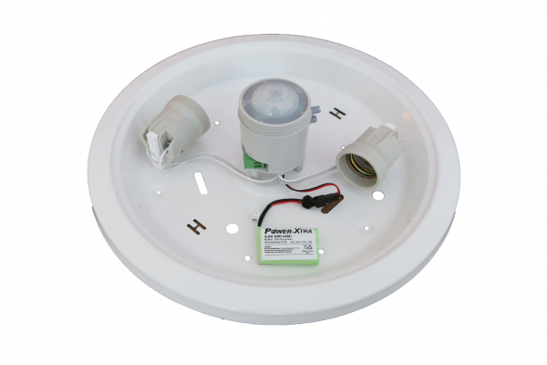 Plafoniera cu senzor de miscare 360 grade no-vo  2xe27 si kit emergenta [4]