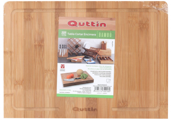 Tocator din Bambus pentru Blatul de Bucatarie Quttin 35 x 25 x 1,2 cm [3]