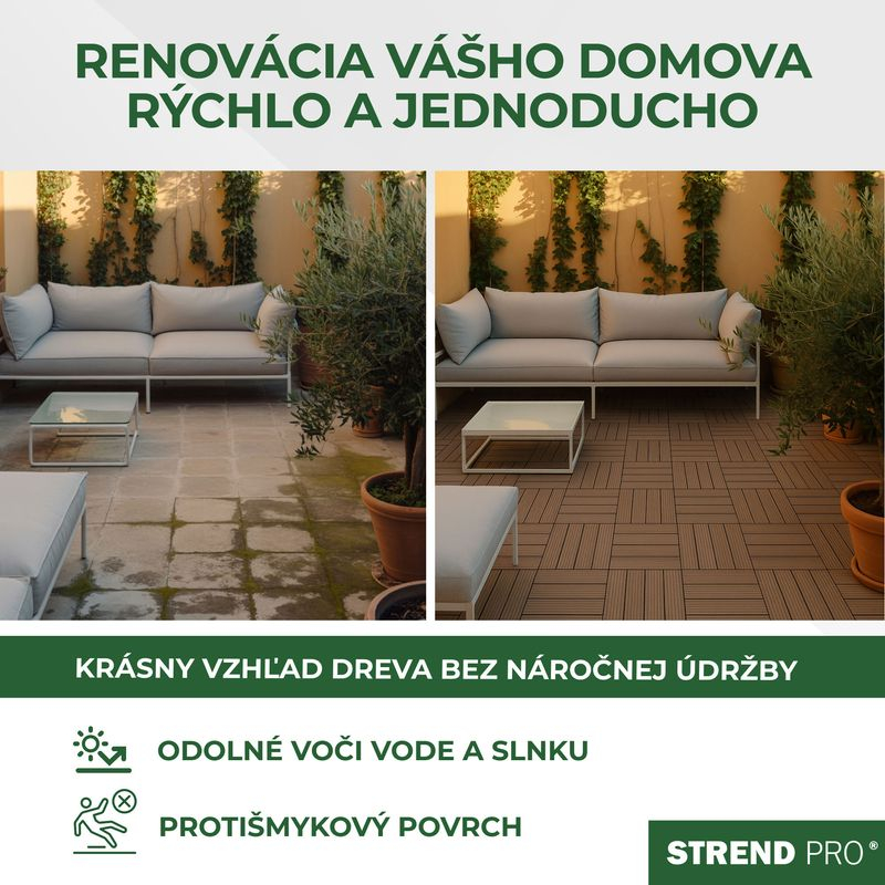 Podea de grădină din plastic, set 9 buc, 31x31cm, maro închis, Strend Pro [2]