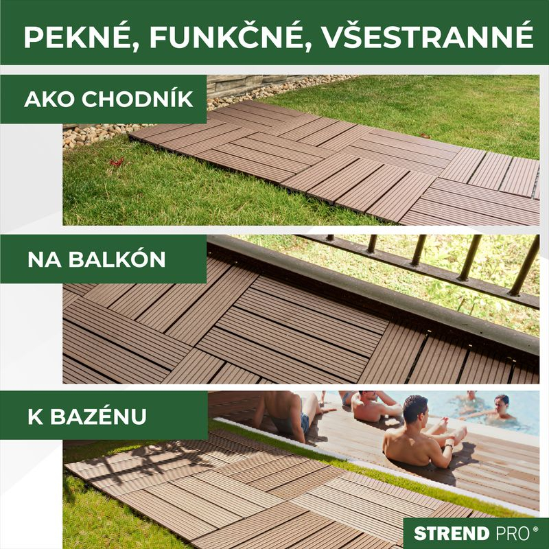 Podea de grădină din plastic, set 9 buc, 31x31cm, maro închis, Strend Pro [5]