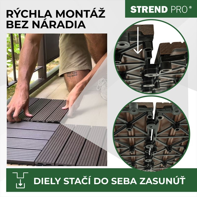 Podea de grădină din plastic, set 9 buc, 31x31cm, maro închis, Strend Pro [6]