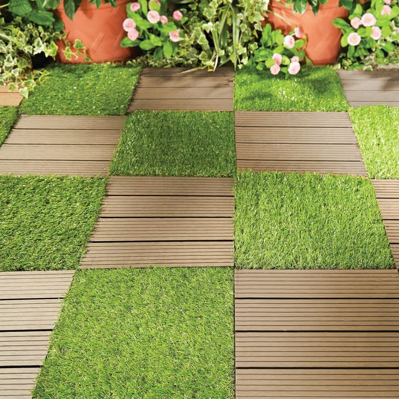 Podea de grădină din plastic, set 9 buc, 31x31cm, maro închis, Strend Pro [10]