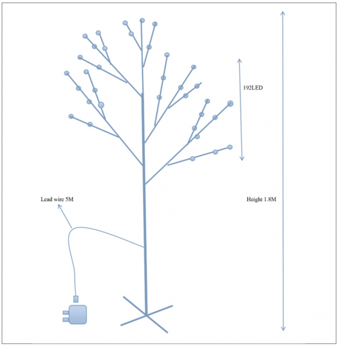 Pom decorativ luminat, MagicHome, tip CIRES inflorit, 192 LED-uri, lumina calda, inaltime 1.80 metrii, 230 V, 50 Hz, IP44 [3]