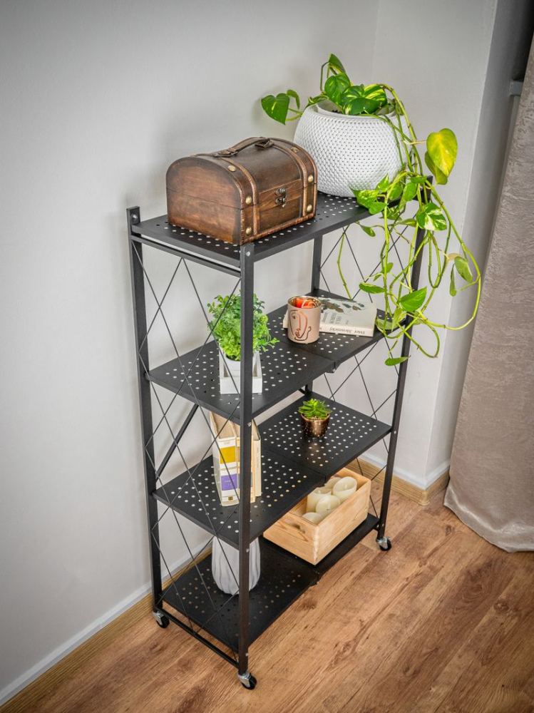 Raft depozitare pliabil cu roți MagicHome, metalic, 4 polițe, 127x72x34 cm, max. 200 kg [3]