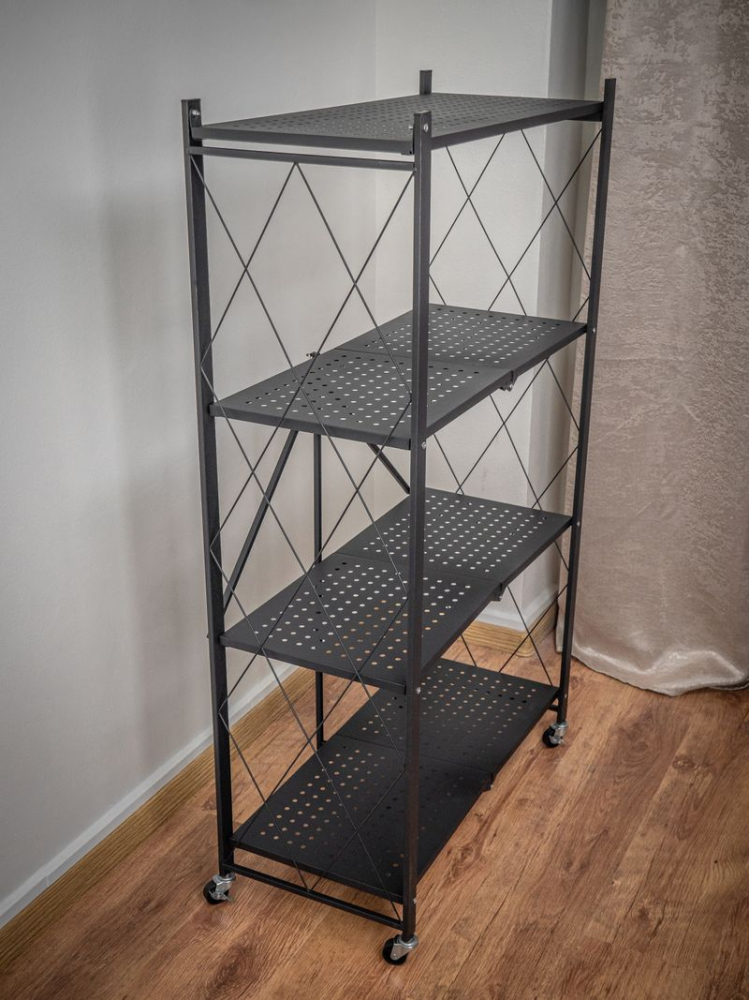 Raft depozitare pliabil cu roți MagicHome, metalic, 4 polițe, 127x72x34 cm, max. 200 kg [6]