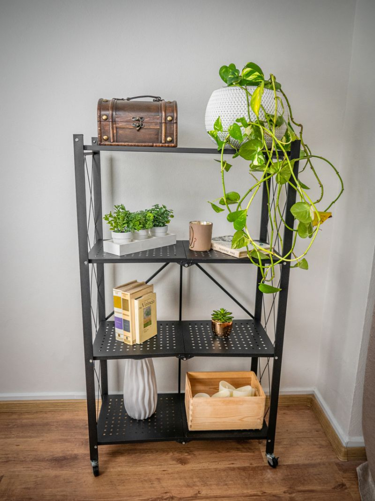 Raft depozitare pliabil cu roți MagicHome, metalic, 4 polițe, 127x72x34 cm, max. 200 kg [4]