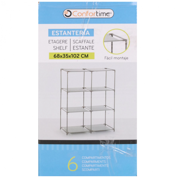 Raft metalic cu polite din material textil pentru depozitare, 4 polite, 68x35x102cm, Confortime [2]