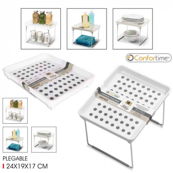Raft mic, pliabil, pentru organizare in bucatarie, baie, lungime 24 x latime 19 x inaltime 17 cm Confortime [3]