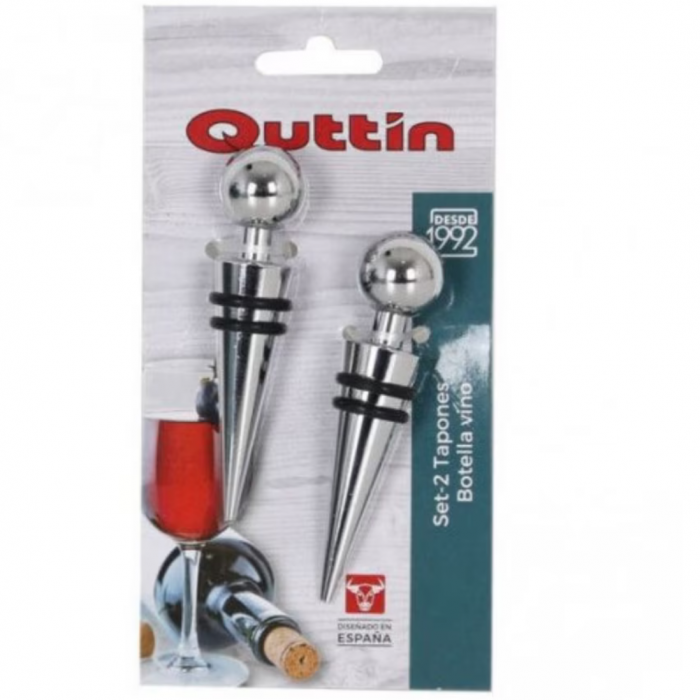 Set 2 dopuri pentru vin din inox cu garnituri de etansare din cauciuc, Quttin [2]