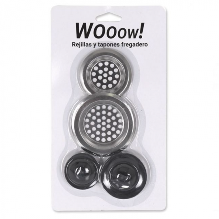 Set 2 site din inox + 2 dopuri de cauciuc pentru chiuvete, cazi, bideuri, Wooow [2]
