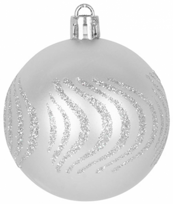 Set 21 globuri si varf pentru bradul de Craciun, argintiu, diametru 6 cm, MagicHome [3]