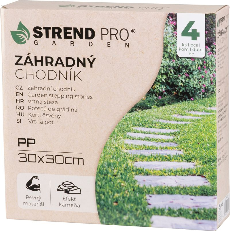 Set 4 dale pentru potecă grădină Strend Pro, efect piatră, PP, gri, 30×30 cm [2]
