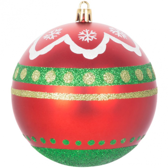 Set 4 globuri pentru bradul de craciun, MagicHome, rosu/alb/verde, 10 cm diametru [2]