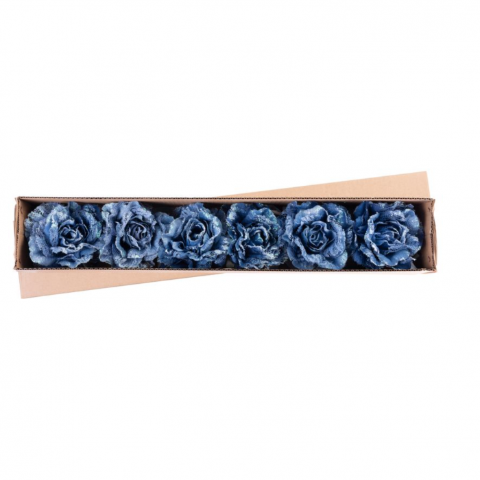 Set 6 bucati bujor cu frunză pentru pentru bradul de craciun, diametru floare 12 cm [2]
