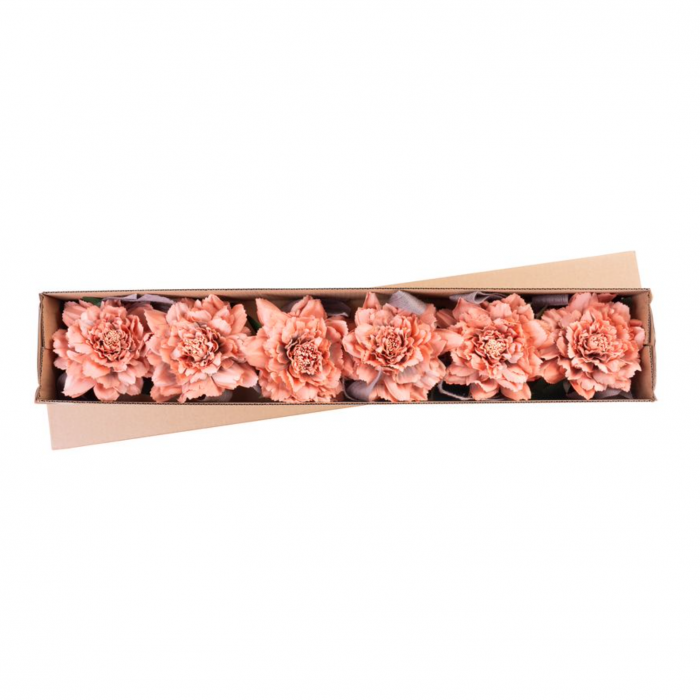 Set 6 bucati bujor cu frunză pentru pentru bradul de craciun, piersicuta, diametru floare 17 cm [2]