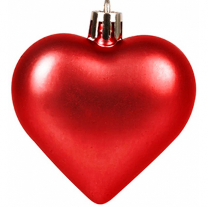 Set 6 globuri in forma de inima pentru bradul de craciun, rosii , diametru 6 cm, MagicHome [3]