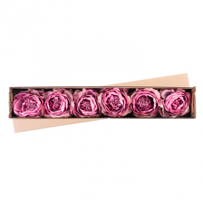 Set 6 trandafiri roz inchis decorativi pentru bradul de craciun, diametru floare 11 cm, lungime 22 cm, MagicHome [2]