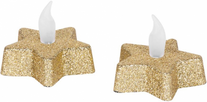Set lumanari led cu scilpici in forma de stea, lumina calda, auriu, 5,8x4,8 cm, MagicHome [2]