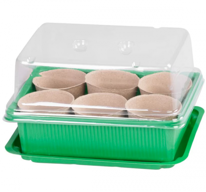 Set tava de rasaduri cu capac, 6 alveole individuale, 1 alveola cu 6 locuri, unelte de gradinarit si 6 etichete cu picior, Strend Pro, 20x14, 5x6 cm [4]