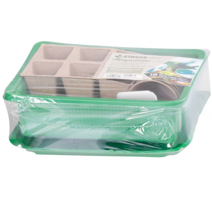 Set tava de rasaduri cu capac, 6 alveole individuale, 1 alveola cu 6 locuri, unelte de gradinarit si 6 etichete cu picior, Strend Pro, 20x14, 5x6 cm [3]