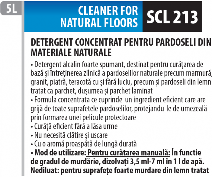 Solutie alcalina super concentrata pentru curatarea podelelor din materiale naturale cu spumare intensă si parfum de lunga durata, 5L, Medix Professional [2]