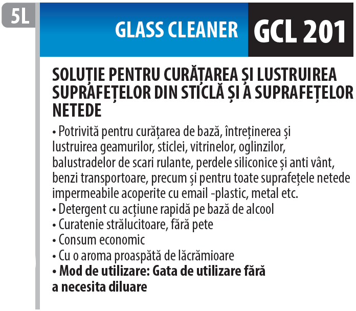 Solutie de curățare și lustruire pentru suprafețe netede si sticla 5L, GCL 201, Medix Professional [2]