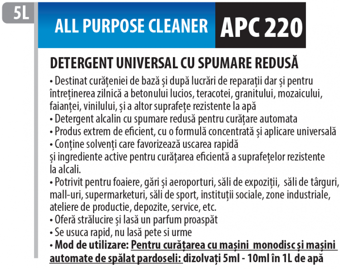 Solutie multi suprafete low foaming pentru masinile de spalat pardoseli profesionale, 5L, Medix Professional [2]