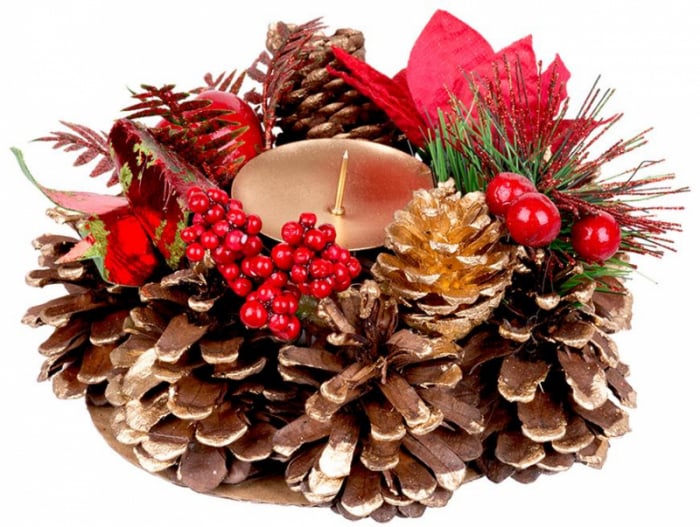 Suport de lumanare festiv pentru Craciun, natural, diametru 15 cm, MagicHome [4]