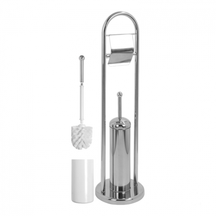 Suport pentru hartie igienica cu perie wc Artex, inox, 22 x 81 cm [2]