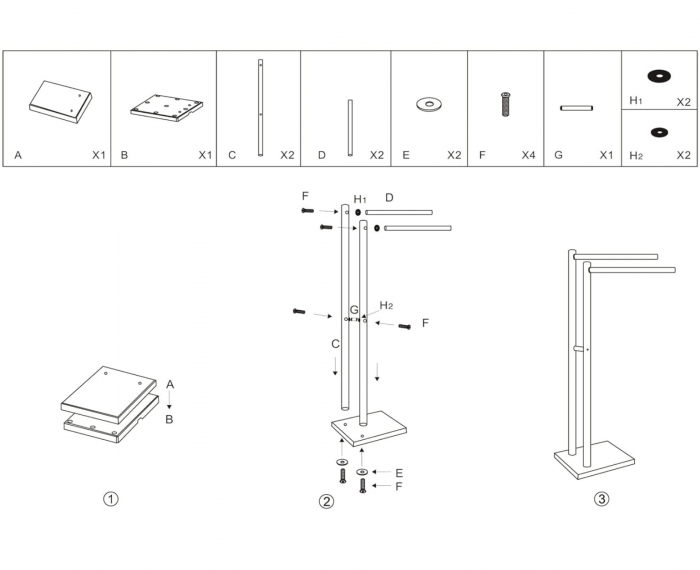 Suport pentru prosoape Artex cu stativ si 2 niveluri, inox, 44 x 18 x 83 cm [3]