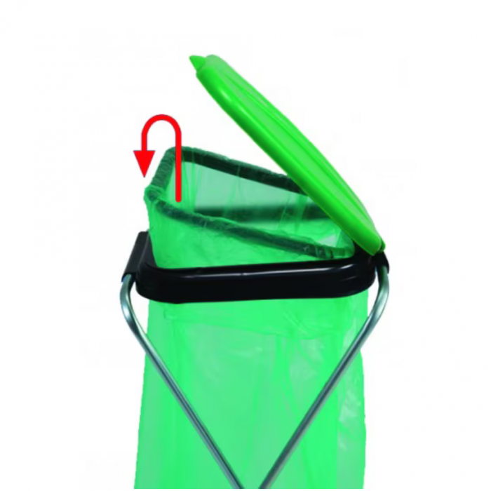Suport pentru saci de gunoi ECO 1, verde, cm 36 x 42 x 78-h, pentru saci de 130 l, pentru colectare selectiva [2]