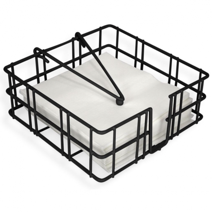 Suport servetele metalic, negru, 18x18x6.5cm, Confortime [2]