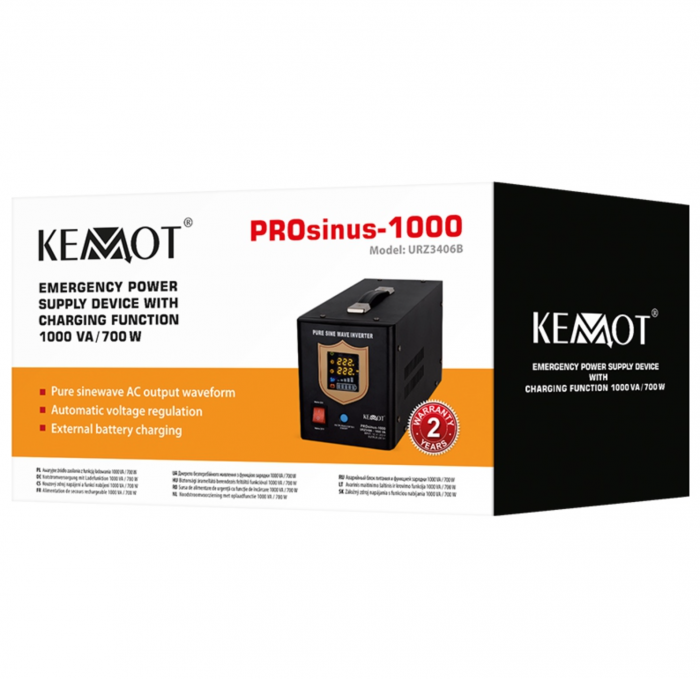 Ups pentru centrale termice, sinus pur, 1000va/700w, 12v, Kemot [2]