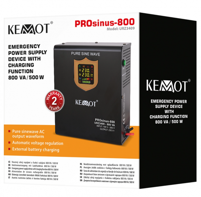 Ups pentru centrale termice, sinus pur, 800VA/500W, 12V, Kemot [4]