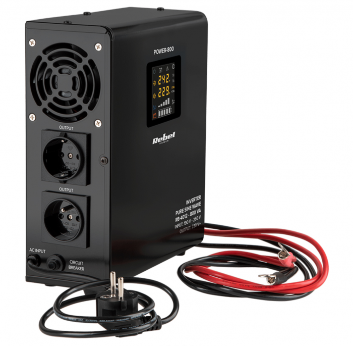 Ups pentru centrale termice, sinus pur, 800va, 500w, 12v, Rebel [2]