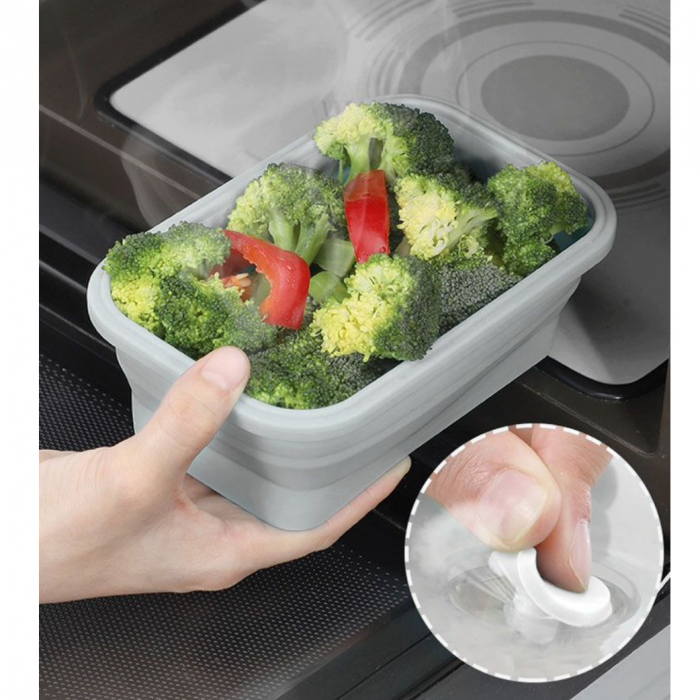 Caserola pliabila din silicon cu capac pentru microunde, 360 ml, Quttin [5]