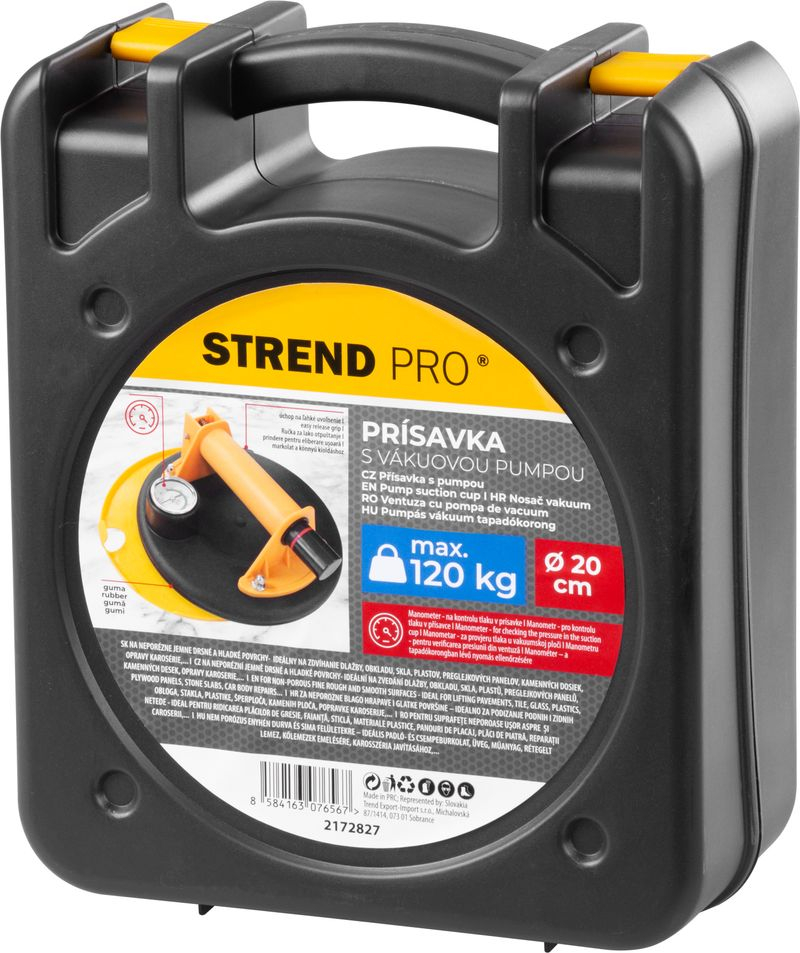Ventuza pentru transport si montat parbrize, geamuri, placi marmura, granit, Strend Pro, cu manometru, 1 brat, max 120 kg, 20 cm [2]